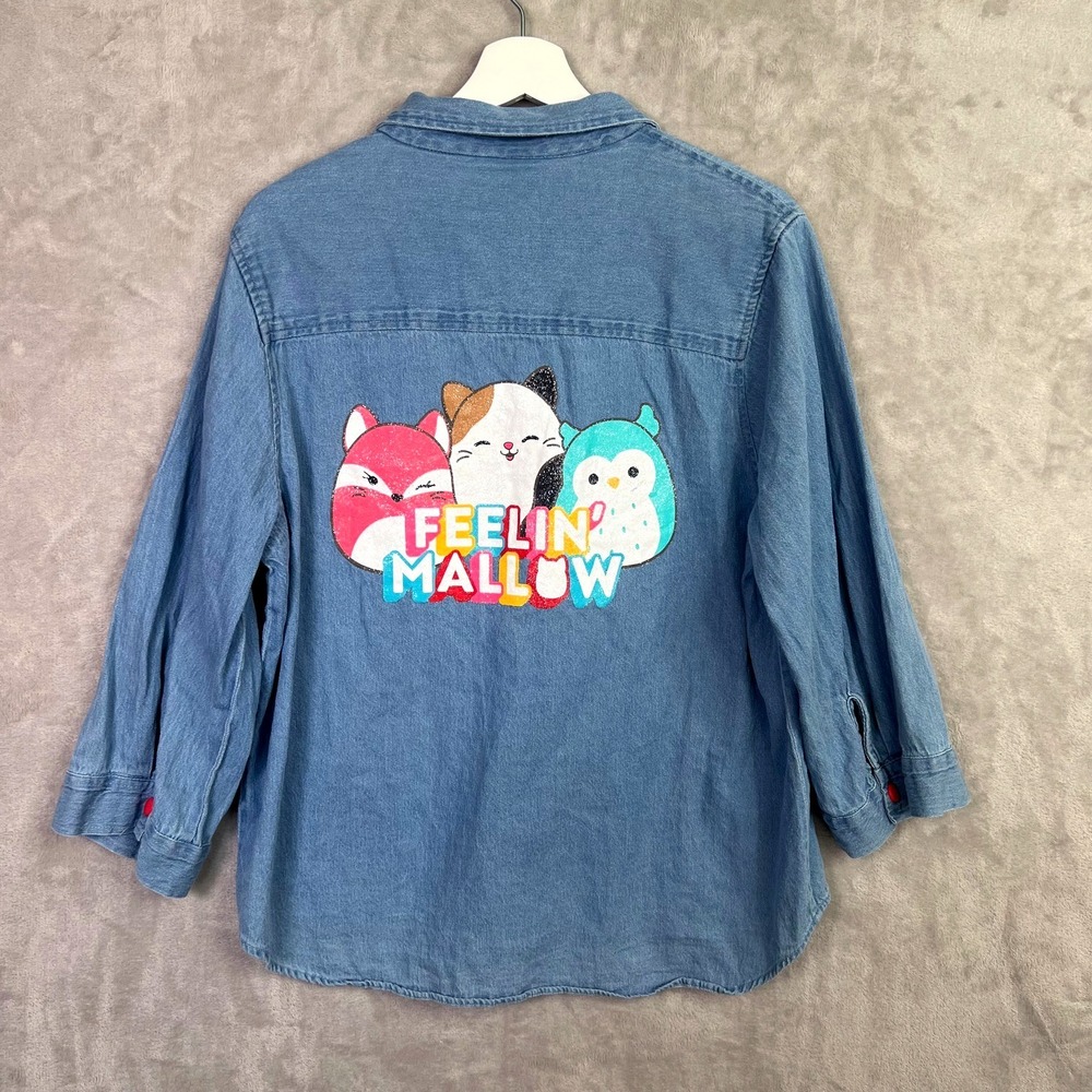 Squishmallows Denim Shirt XL Feelin'‎ Mallow Jean Jacket Top Button Up Kawaii